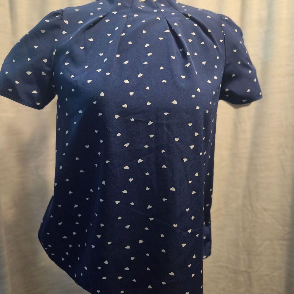 Shein Women's Navy and White Blouse